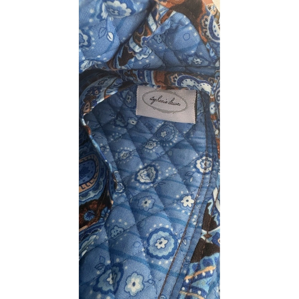 Stephanie Dawn Crossbody Hipster Bag Mocha Paisley Quilted Cotton Blue USA Made. - Picture 4 of 12